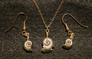 Fossil jewelry - pyritized ammonites